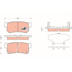 1x Bremsbelagsatz, Scheibenbremse TRW GDB3366 passend für SSANGYONG DAEWOO