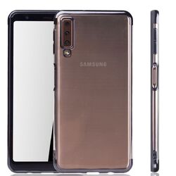 Handy Hülle Schutz Case für Samsung Galaxy A7 2018 Durchsichtig Bumper Schwarz