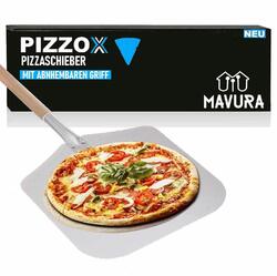 PIZZOX Premium Pizzaschieber Edelstahl Pizzaschaufel mit abnehmbarem Holz Griff