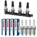 4x NGK Zündspule + 4x BOSCH Zündkerze DOUPLEPLATINUM für Opel Corsa D S07 1.6