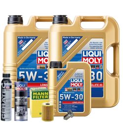 Motoröl 5W30 LIQUI MOLY 11L+MANN Ölfilter+Spülung+Cera Tec+Ölablassschraube