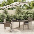 3-tlg. Garten-Essgruppe mit Kissen Grau Poly Rattan