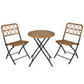 Polyrattan 3 tlg. Sitzgruppe Balkonmöbel Set Bistroset Klappbar Garten Natur