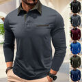 Poloshirt Herren Langarmshirt Longsleeve Kragen T-Shirt Sweatshirt Pullover Tops