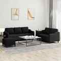 Sofagarnitur Kissen Sessel Sofa Couch Designsofa 3-tlg. Schwarz Stoff vidaXL