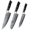 3x TURWHO Kochmesser Santoku Allzweckmesser Japan VG10 Damaststahl Küchenmesser