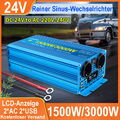 1500W 3000W Reiner Sinus Wechselrichter 24V zu 230V LCD USB LKW Spannungswandler