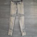 Sandro Paris UK 8 Long Leg Light Stone Wash Biker Jeans Slim Fit FR 36 W27" L32"