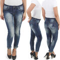 Damen Röhrenjeans Skinny Slim Fit Jeans Hüftjeans Hose Stretchjeans Destroyed 