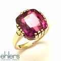 Damenring synthetischer Rubin 585er Roségold 14kt Antikschliff Fingerring 1142