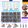 400 M3-M4 Spanplattenschrauben A2 Senkkopf-Torx Holzschrauben Sortiment Set+Bits