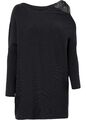 Neu Pullover mit Glitzer-Steinchen Gr 40/42 Schwarz Damen Langarm Strickpullover