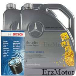 10L ORIGINAL MERCEDES MOTOROEL 5W40 MB 229.5 MIT Bosch OELFILTER 1 457 429 263