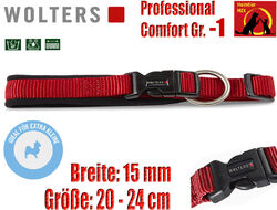 Wolters Halsband Professional Comfort Gr.-1 Hundehalsband gepolstert rot-schwarz