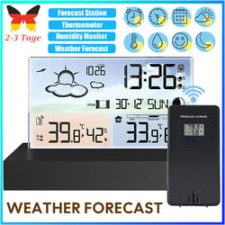 Funk Wetterstation mit Außensensor Hygrometer Thermometer Wecker Uhr Farbdisplay