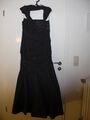 VERA MONT Abendkleid Gr. 38 schwarz lang Raffungen + Strass