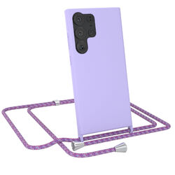 Für Samsung Galaxy S23 Ultra Handykette Silikon Handyhülle Umhänge Case Lila