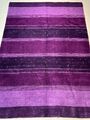 Loribaft Teppich Orient Perser Rug Gabbeh Violett Schurwolle Gestreiftes Design