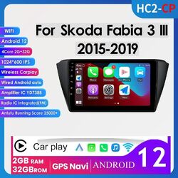 32GB Android12 CarPlay Autoradio GPS NAVI BT FM SWC Für VW Skoda Fabia 2015-2019