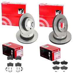 brembo BREMSSCHEIBEN + BELÄGE VORNE + HINTEN passend für VW POLO 6N 6KV + LUPOVA 256x20mm | HA 232x9mm | Einschränkungen beachten