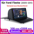  9''Autoradio WIFI BT GPS NAVI Für Ford Fiesta SWC DAB Carplay 1+32G Android12