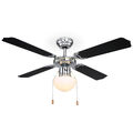 LUXUS DECKEN VENTILATOR MIT BELEUCHTUNG 106 CM ZUGSCHALTER LAMPE CHROM 66389285