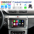 Android 13 4+64G Autoradio 7" Carplay GPS Navi KAM+ Für VW Golf 5 6 Touran Polo