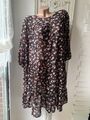 VINTAGE DRESSING Damen-Kleid mit Blumen-/Rosen-Print & gold glitzernden Dots S/M