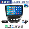 4+64G DAB+ Für Toyota Aygo Citroen C1 Peugeot 107 Android 13 Autoradio GPS Navi