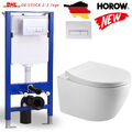 Komplettset Spülrandlos Hänge Wand-WC Vorwandelement Spülkasten Softclosedeckel