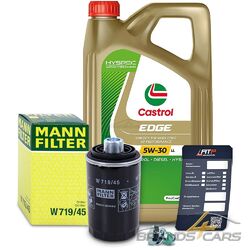 MANN-FILTER ÖLFILTER+5L CASTROL EDGE 5W-30 LL FÜR AUDI A3 8P 1.8 2.0 04-13# # # INKL. ÖLABLASS-SCHRAUBE MIT DICHTRING # # #