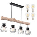 ESSZIMMERLAMPE 4x LED HÄNGELAMPE HÄNGELEUCHTE HOLZ BALKEN PENDELLEUCHTE 75862903