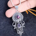 Facettierter Amethyst Multi Edelstein Schmuck 925 Sterling Silber Handarbeit ...