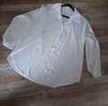 Made In Italy Boutique Oversize Leo Look Satin Bluse Gr. XL 2XL 3XL Weiß Chiffon