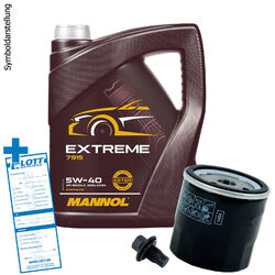 5L Mannol Extreme 5W-40 Öl Motoröl + Ölfilter + Ölablassschraube Set für Opel