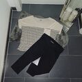 Neu Homewear Set 40 42 44 Olsen Sweatshirt Streifen SchwarzBeige Leggins TopZust