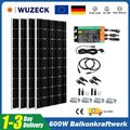 600W Balkonkraftwerk Komplettset mit 400W PV Glas Solarpanel Monokristallin 220V