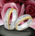 2 Trauringe Eheringe mit echten Diamant , GRAVUR GRATIS , Gold Platiert  J172-1