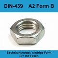 M20 DIN 439 A2 Edelstahl Sechskantmuttern flache niedrige Form 20-500St