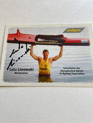 Olympia, Autogrammkarte, Kanu, Weltmeister Lutz Liwowski, Originalautogramm