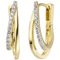 Creolen Ohrringe Goldcreolen 9 Karat 375 Gold Gelbgold bicolor 26 Zirkonia