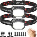 Stirnlampe LED Wiederaufladbar,MLIAIMCE 2 Stück 2000 Lumens Superhell Sensor ...