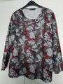 Schicker warmer Damen-Pulli, 2XL, grau/rot/weiß,