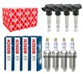 4x FEBI BILSTEIN Zündspule +4x BOSCH Zündkerze Doppelplatin für VW Polo 9N_