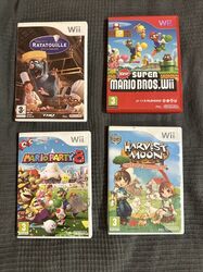 4 Nintendo Wii Spiele mit OVP  (Mario, Ratatouille, Mario Party 8, Harvest Moon)