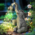 Outdoor-Statue, Gartendekoration, Elefant, Bewässerung, LED-Leuchten, solarbetr