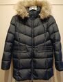 Tommy Hilfiger • Dunkelblaue Daunen-Steppjacke mit Webpelz-Kapuze Größe 152