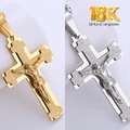 Halskette Damen Herren Kreuz Jesus 18 K vergoldet Edelstahl Silbe Gold Halskette