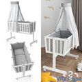 Wiege  Schaukelwiege Babywiege Holz Weiß Grau Bett Set Noah Buche  VitaliSpa