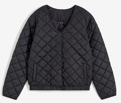 Moderne Steppjacke mit Knöpfen Gr. 52 Schwarz Damen Stepp-Jacke Neu